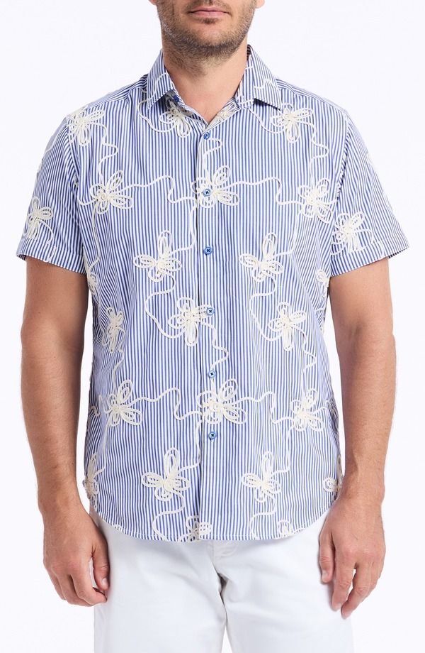 ロバートグラハム メンズ トップス シャツ コットン Robert Graham Primrose Cotton Short Sleeve ButtonUp Shirt Blue ブルー