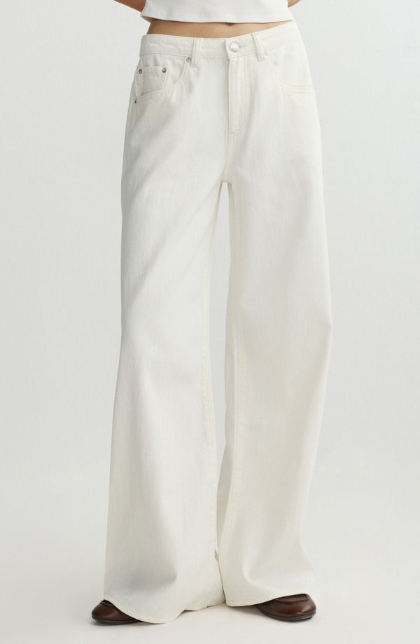 ディーエル 1961 レディース ボトムス デニムパンツ ワイドレッグ ローライズ ジーンズ DL1961 Alex Low Rise Baggy Wide Leg Jeans Eggshell Aura