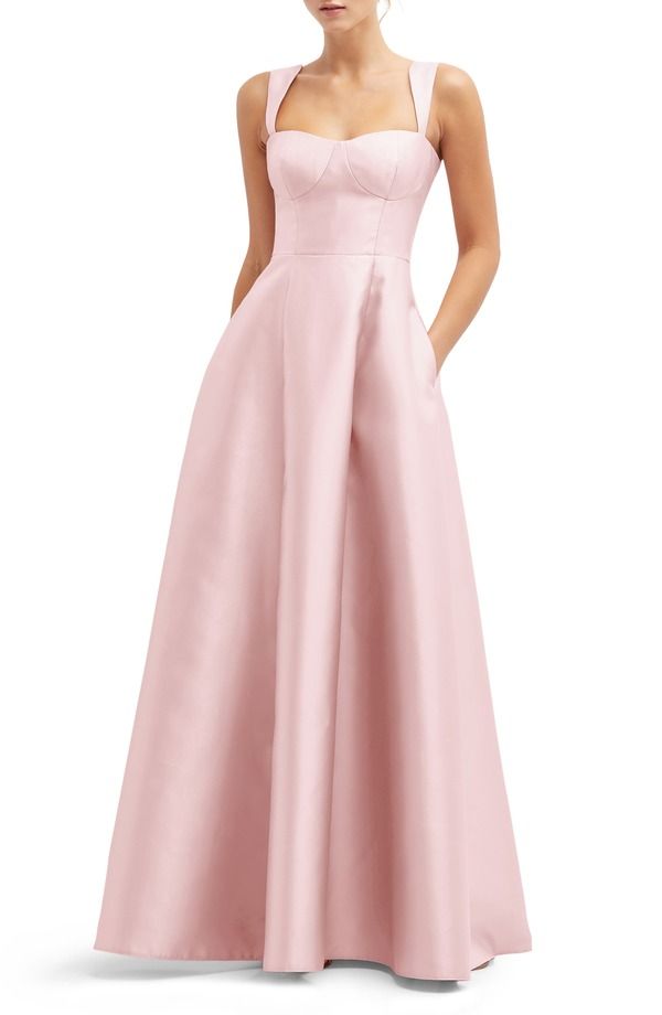 アルフレッド レディース トップス ワンピース Alfred Sung Bustier Tie Back Gown Ballet Pink ピンク