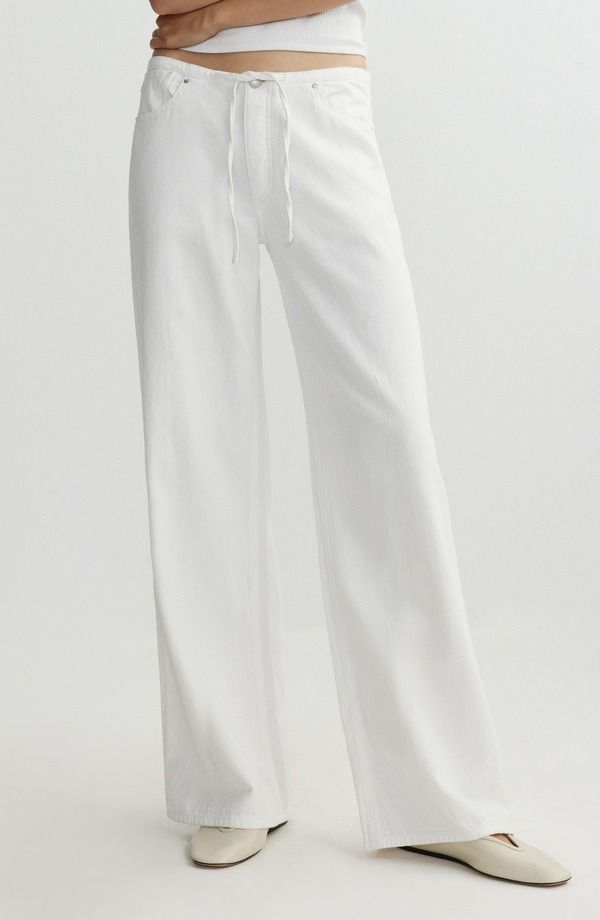 ディーエル 1961 レディース ボトムス デニムパンツ ワイドレッグ ローライズ ジーンズ DL1961 Siennaura Drawstring Low Rise Relaxed Wide Leg Jeans White Aura ホワイト