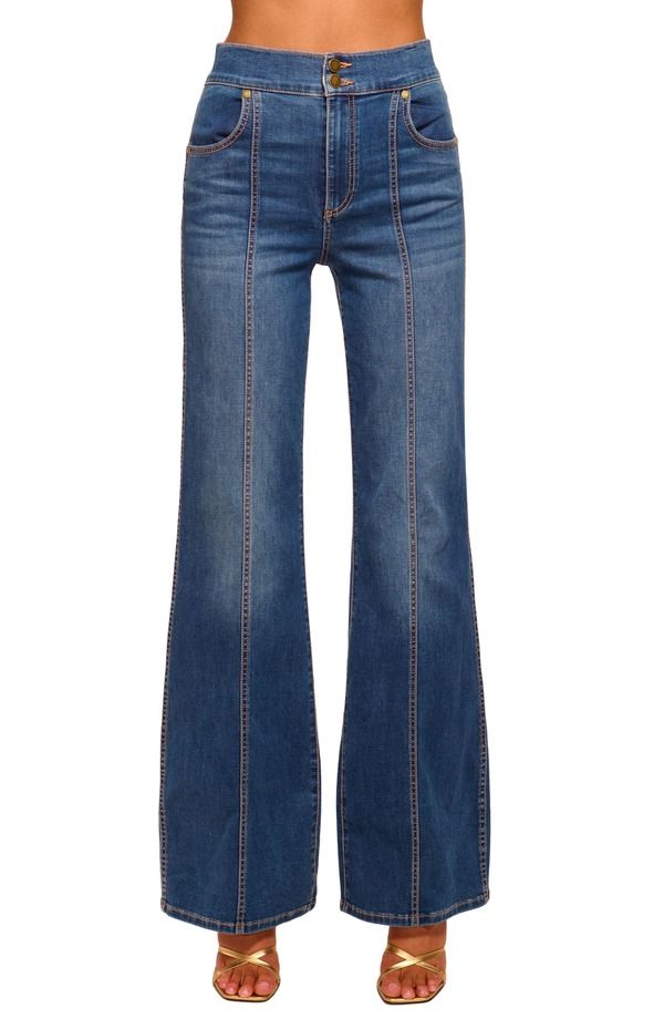 レイミー ブルック レディース ボトムス デニムパンツ ワイドレッグ ハイウエスト ジーンズ Ramy Brook Tina Seamed High Waist Wide Leg Jeans Medium Wash