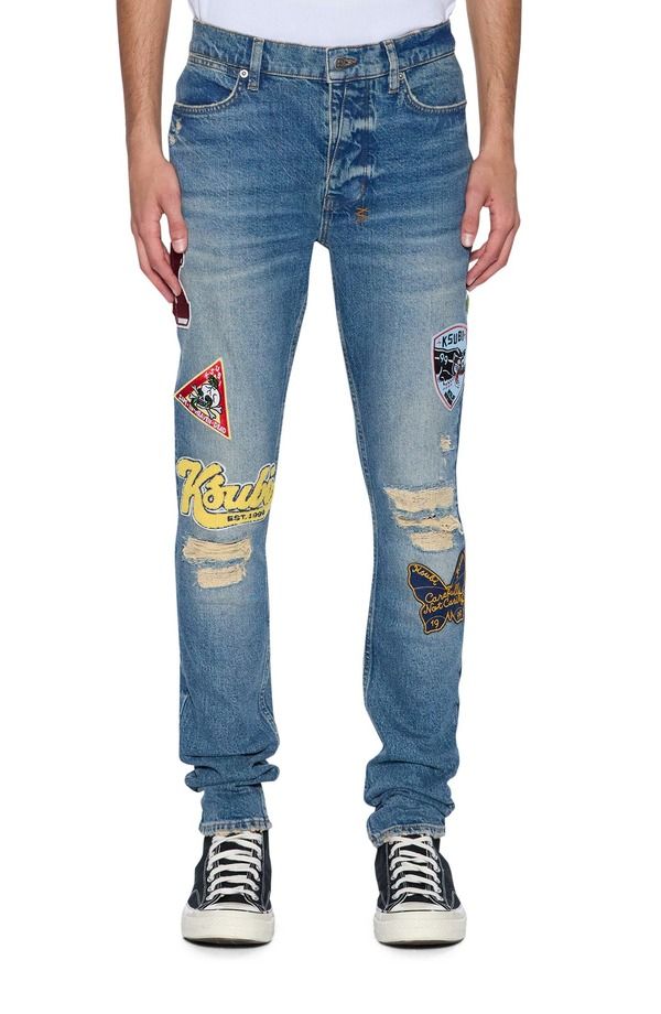 スビ メンズ ボトムス デニムパンツ ジーンズ Ksubi Van Winkle Rodeo Patch Ripped Skinny Jeans Denim デニム