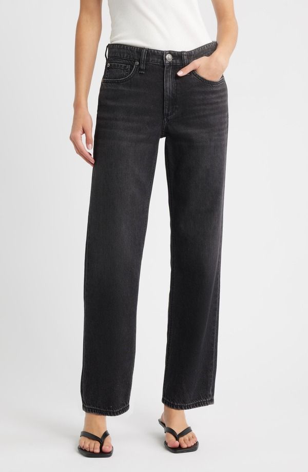 ラグアンドボーン レディース ボトムス デニムパンツ ローライズ ジーンズ rag bone Featherweight Dre Low Rise Baggy Boyfriend Jeans Jet Black ブラック