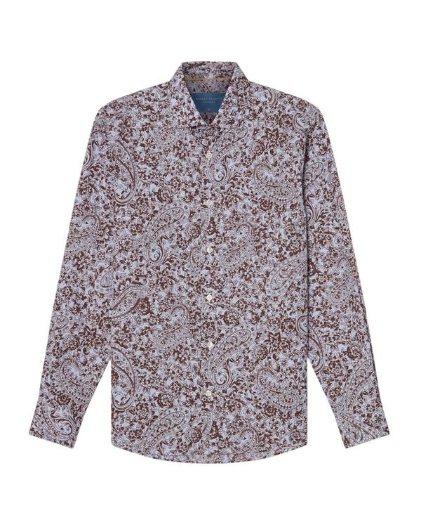 ロバート タルボット メンズ トップス シャツ フラワー柄 プリント フラワー Robertalbott Reynolds Floral Paisley Print Shirt Brown Multi ブラウン 47,880円