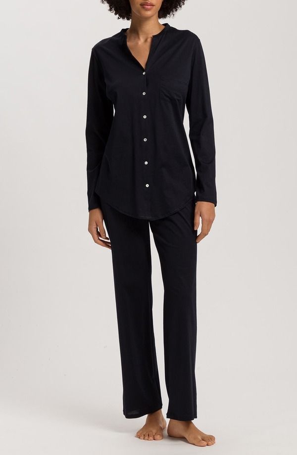 ハンロ レディース アンダーウェア ナイトウェア コットン Hanro Cotton Deluxe Pajamas Black ブラック