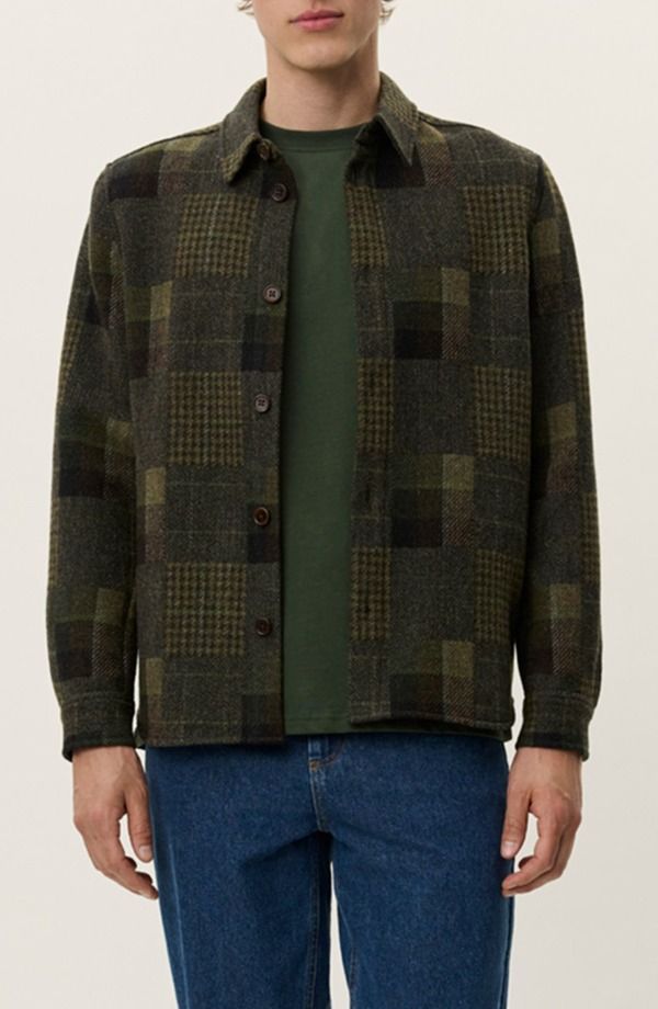 レ ドゥ メンズ アウター ジャケット・ブルゾン パッチワーク ウール シャツ Les Deux Kody Patchwork Wool Overshirt Duffel Bag