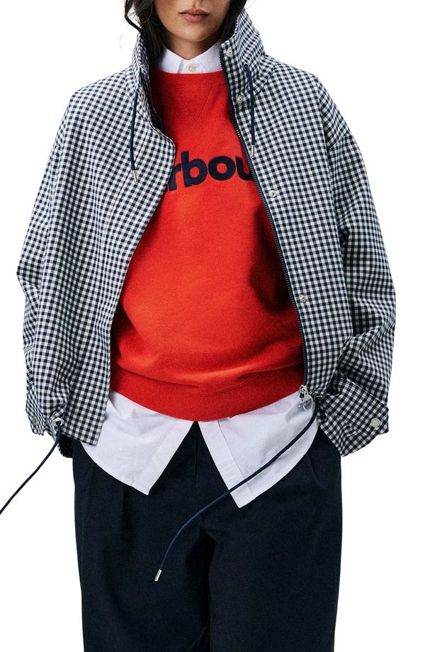 バブアー レディース アウター ジャケット・ブルゾン ギンガムチェック ギンガム Barbour Bronwyn Showerproof Wateresistant Gingham Jacket Navy Gingham ネイビー