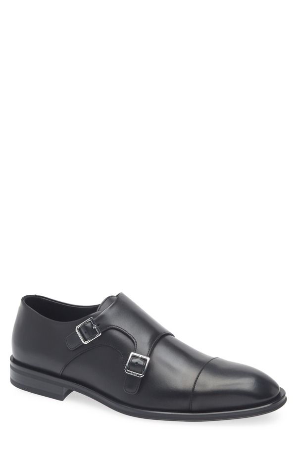 ボス メンズ シューズ モンクストラップ モンク キャップ BOSS Derrek Double Monk Strap Cap Toe Shoe Black ブラック 40,170円