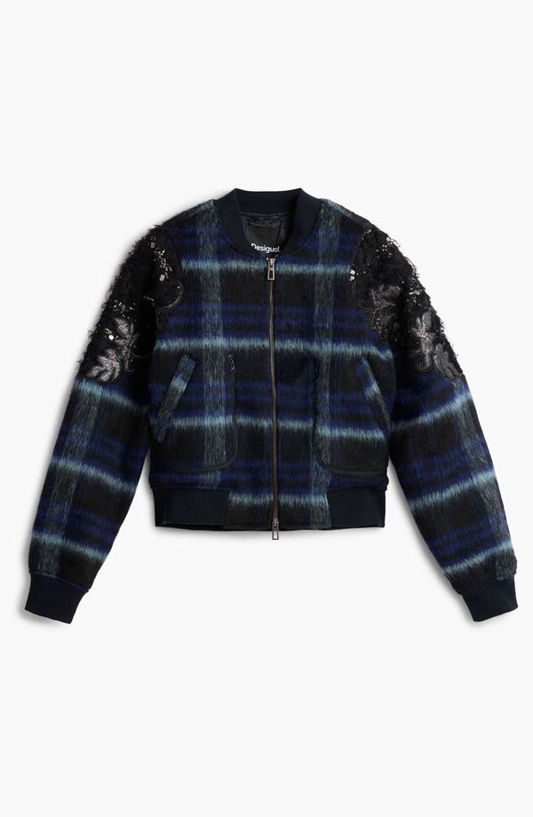 デジグアル レディース アウター ジャケット・ブルゾン スパンコール Desigual Sequin Appliqu Crop Jacket Purple パープル