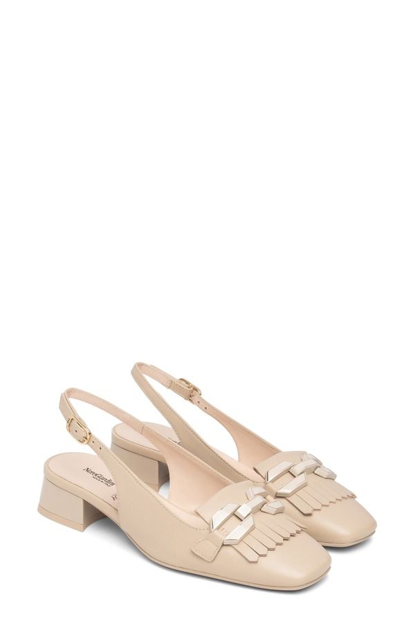 ネーロ ジャルディーニ レディース シューズ ヒール フリンジ NeroGiardini Kiltie Fringe Slingback Pump Latte