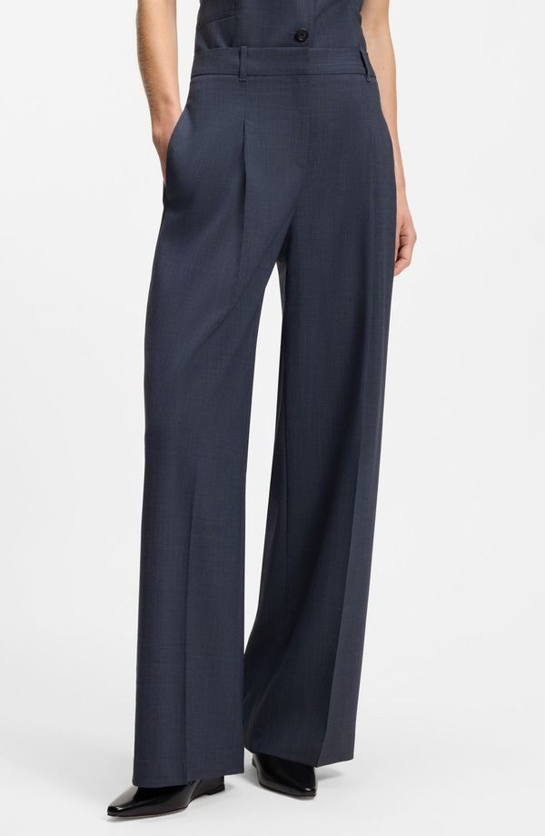 ボス レディース ボトムス レギンス フレア パンツ ウール BOSS Tiana Flare Leg Virgin Wool Pantsky Captain