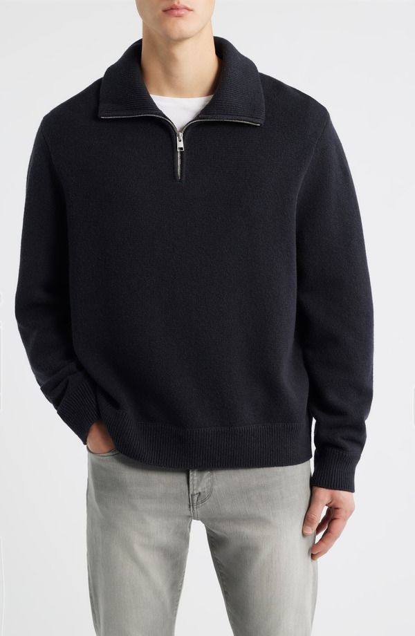 フレーム メンズ アウター パーカー・スウェット ハーフジップ ウール セーター コットン FRAME Half Zip Wool Cotton Sweater Black ブラック