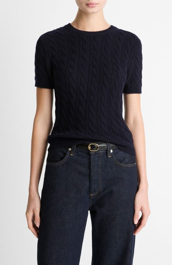 ヴィンス レディース アウター パーカー・スウェット セーター Vince Cable Short Sleeve Sweater Coastal