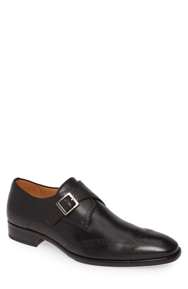 メズラン メンズ シューズ モンクストラップ ウィングチップ モンク Mezlan Forest Single Monk Strap Wingtip Shoe Black Leather ブラック
