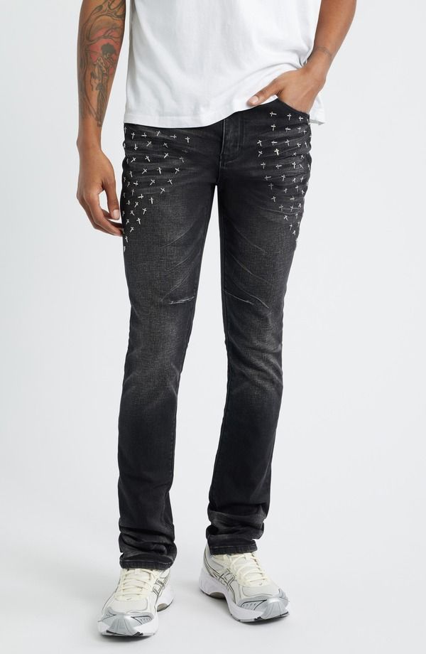 アールティーエー メンズ ボトムス デニムパンツ ジーンズ RtA Olivier Skinny Jeans Graphite Fade Cross グラファイト