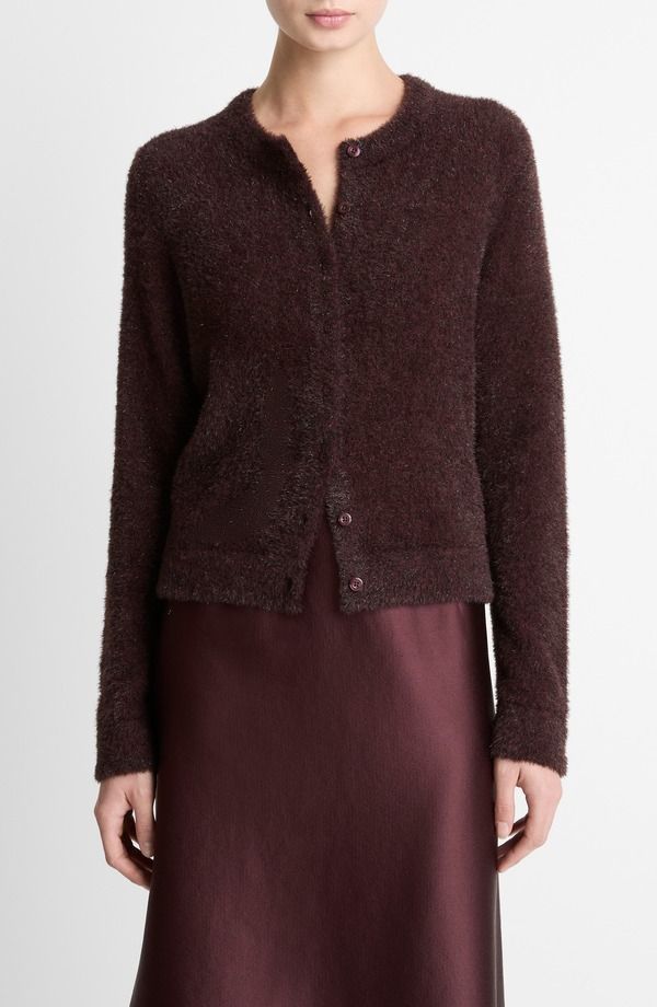 ヴィンス レディース アウター パーカー・スウェットール カーディガン Vince Metallic Eyelash Cardigan Oxblood オックスブラッド