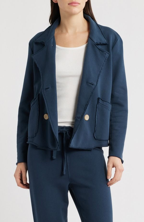フランク ＆ アイリーン レディース アウター ジャケット・ブルゾン ミニ コート ニット Frank Eileen Mini Belfast Crop Knit Peacoat Vintage Navy ネイビー