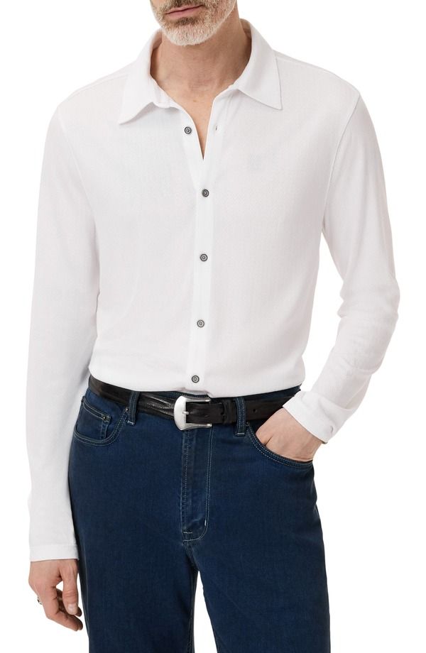 ジョンバルベイトス メンズ トップス シャツ レギュラーフィット John Varvatos Caserta Regular Fitextured Lyocell ButtonUp Shirt White ホワイト