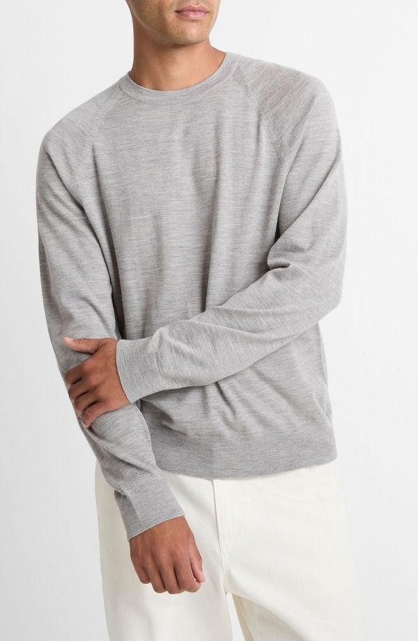 ヴィンス メンズ アウター パーカー・スウェット クルーネック ウール セーター Vince Merino Wool Cashmere Crewneck Sweater Heather Grey グレー