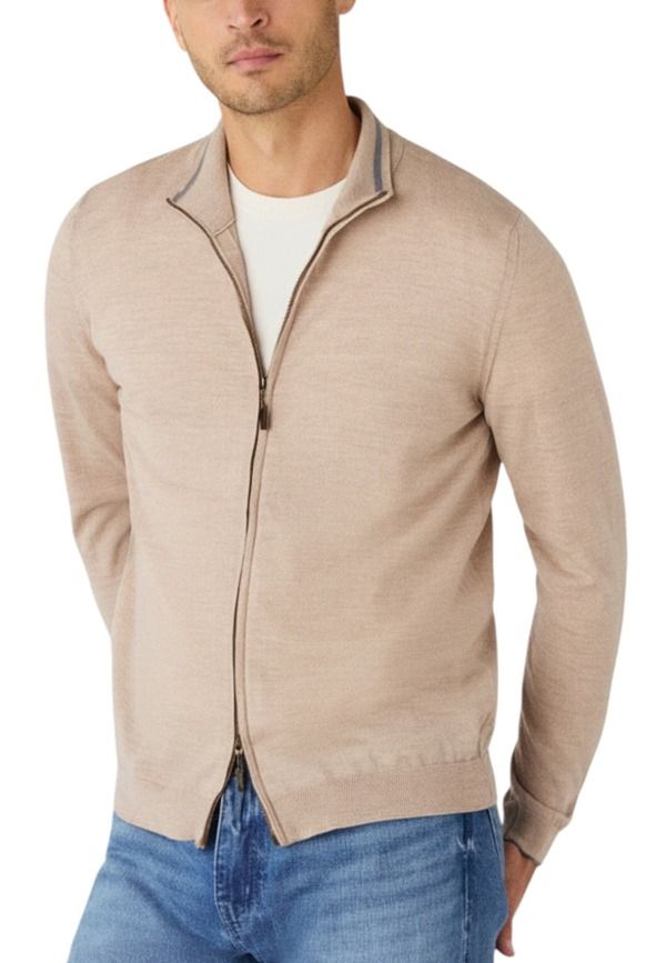 ロバート タルボット メンズ アウター パーカー・スウェット セーター Robertalbott Dalton Full Washable Merino Zip Sweater FlaxGray Tipping グレー