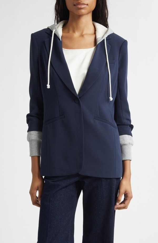 サンク セプト レディース アウター ジャケット・ブルゾン Cinq Sept Hooded Khloe Jacket Navy Heather Grey グレー