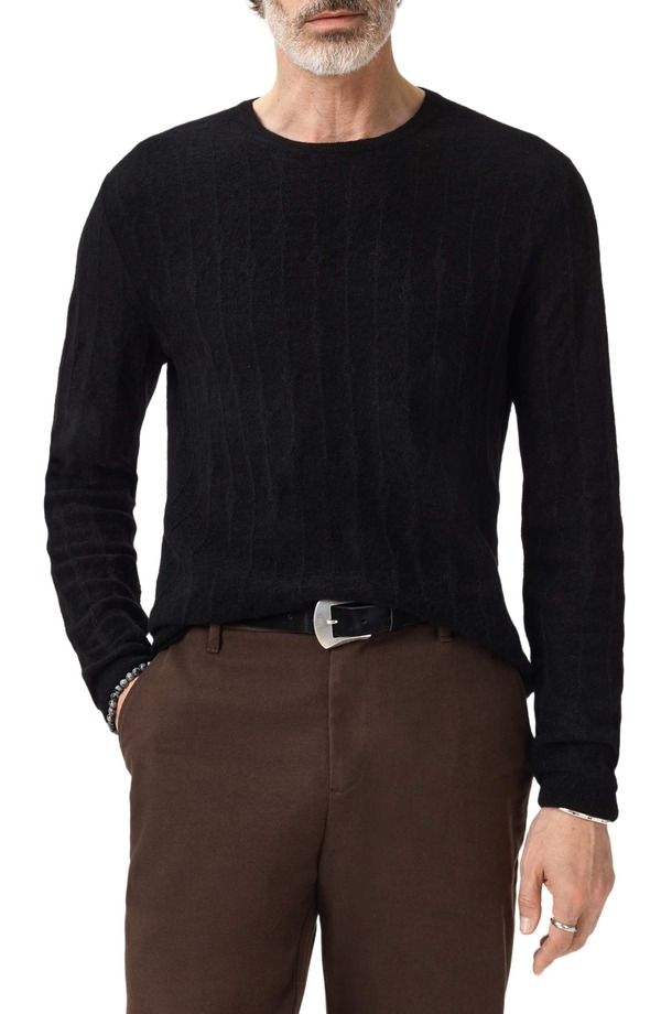 ジョンバルベイトス メンズ アウター パーカー・スウェット クルーネック セーター John Varvatos Baiso Crewneck Sweater Black ブラック
