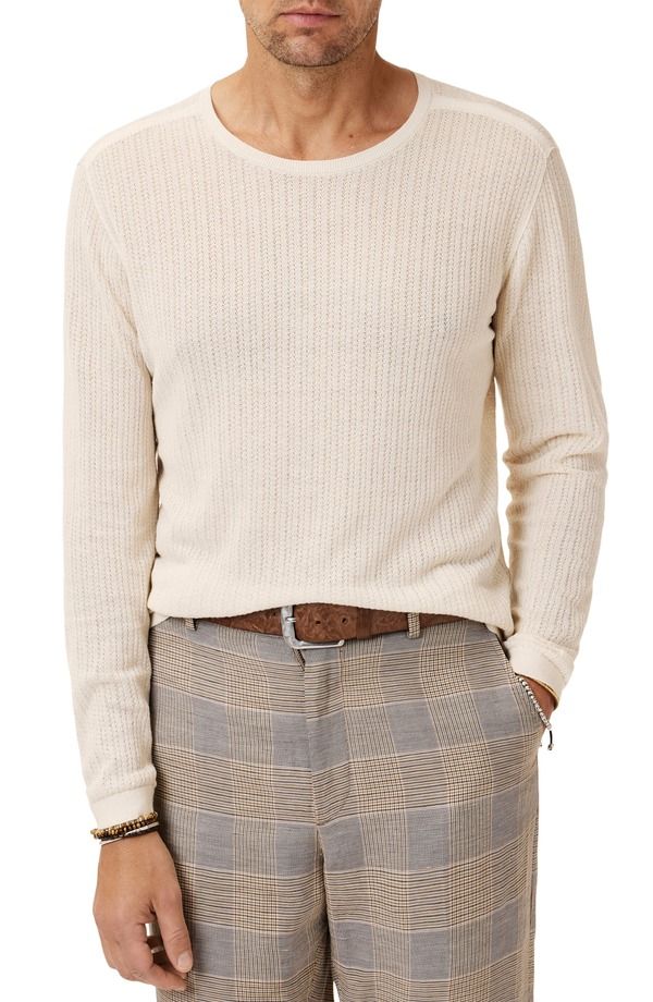 ジョンバルベイトス メンズ アウター パーカー・スウェット セーター John Varvatos Esperia Textured Sweater Egg Shell