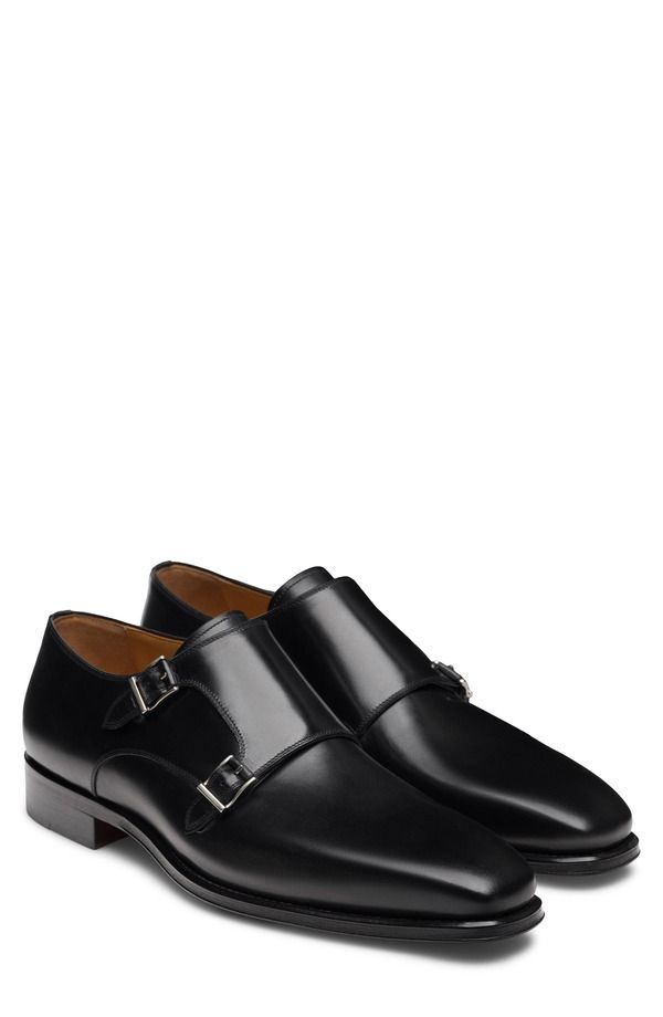 マグナーニ メンズ シューズ モンク Magnanni Landon II Black Plain Toe Two Buckle Monk Shoe Black ブラック