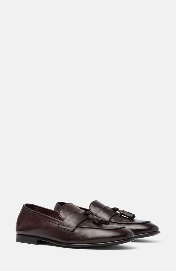 スカロッソ メンズ シューズ ローファー SCAROSSO Nathan Loafers Dark Brown Calf ブラウン