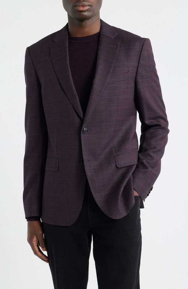 ボス メンズ アウター ジャケット・ブルゾン スリムフィット ウール コート BOSS Huston Slim Fit Virgin Wool Sport Coat Dark Red レッド