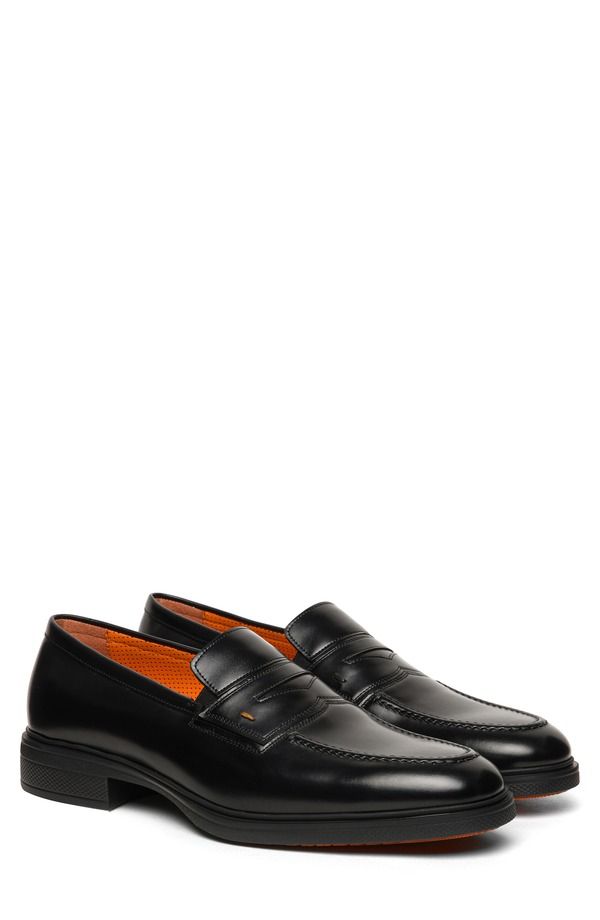 サントーニ メンズ シューズ ローファー Santoni Easy Penny Loafer Black ブラック