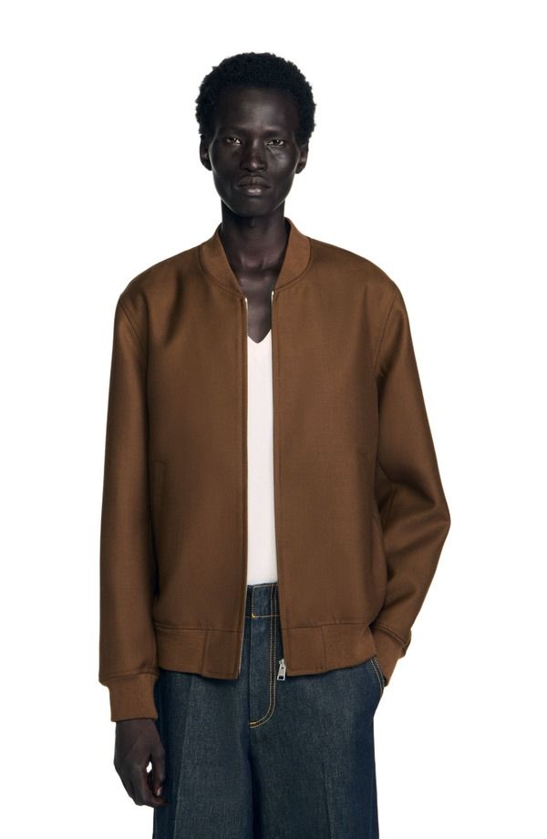 サンドロ メンズ アウター ジャケット・ブルゾン SANDRO Zipup jacketobacco Brown ブラウン