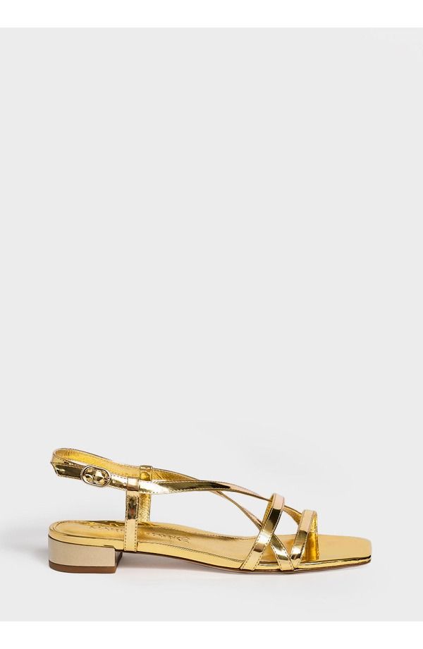 マリオンパーク レディース シューズ サンダル レザー MARION PARKE Sabine Flat Mirrored Leather Gold ゴールド