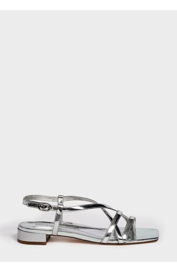 マリオンパーク レディース シューズ サンダル レザー MARION PARKE Sabine Flat Mirrored Leather Silver シルバー