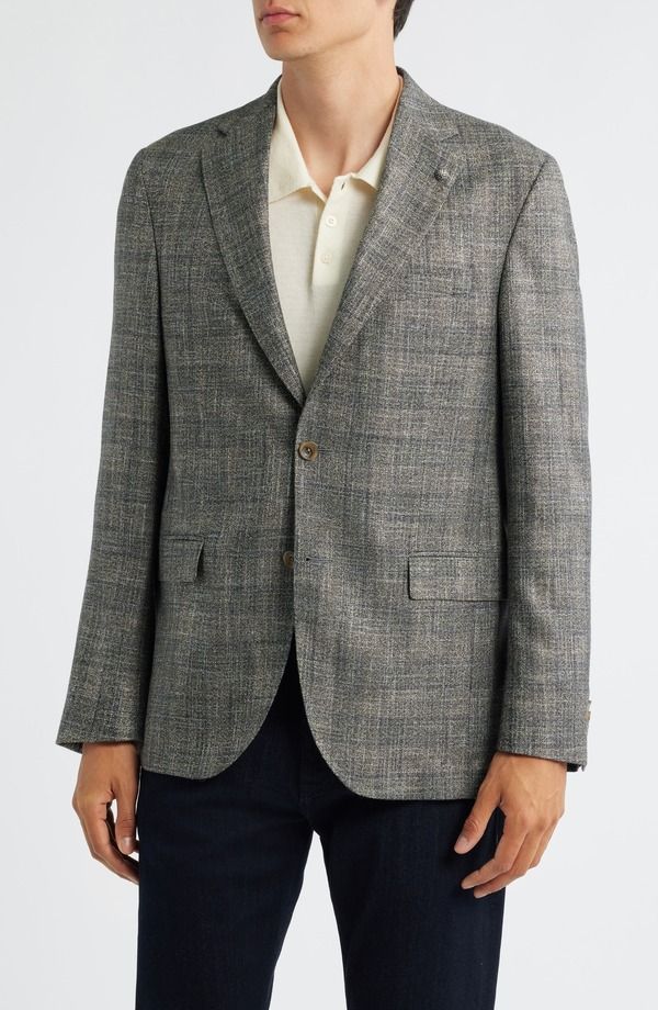 ジャックビクター メンズ アウター ジャケット・ブルゾン ウール コート Jack Victor Midland Contemporary Fit Marled Plaid Wool Blend Sport Coat Grey グレー