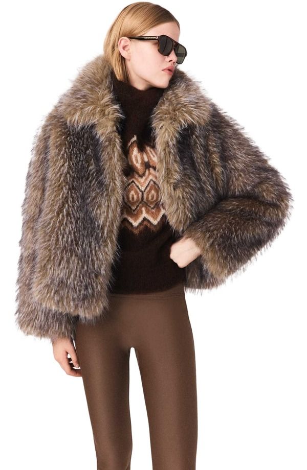 マージュ レディース アウター ジャケット・ブルゾン コート maje Short faux fur coat BrownGrey グレー