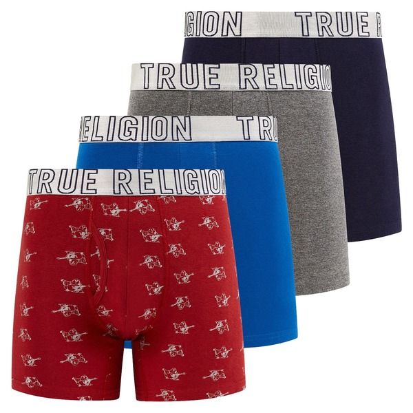 トゥルーレリジョン メンズ アンダーウェア ボクサーパンツ True Religion Boxer Briefstretch Underwear Pack of 4 Red レッド