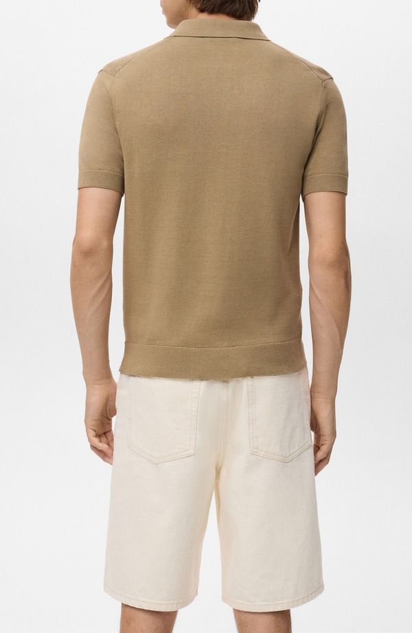 マンゴ メンズ トップス ポロシャツ MANGOpenwork Zipolo Beige ベージュ