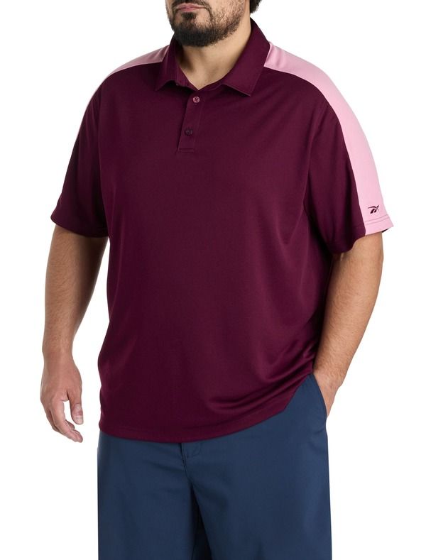 リーボック メンズ トップス ポロシャツ トール カラーブロック Reebok Big Tall Colorblocked Polo Shirt Black Cherry ブラック