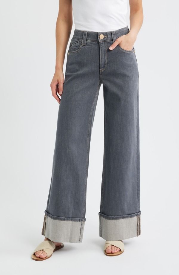 ウィットウィズダム レディース ボトムス デニムパンツ ワイドレッグ ジーンズ Wit Wisdom Skyrise Wide Leg Jeans Grey グレー