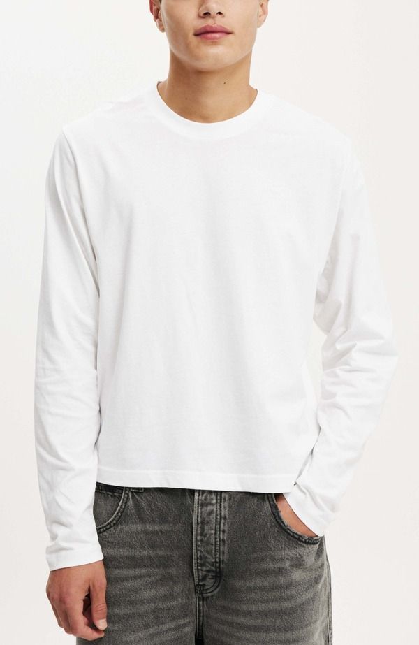 コットンオン メンズ トップス シャツ クロップド Cotton Mens Cropped Fit Long Sleeve White ホワイト