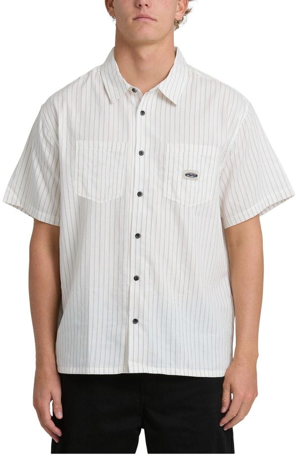 ビラボン メンズ トップス シャツ Billabong Badog Stripe Short Sleeve ButtonUp Shirt Off White オフホワイト