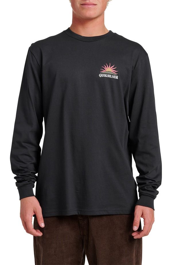 クイックシルバー メンズ アウター パーカー・スウェット Tシャツ グラフィック Quiksilver Dawn Patrolong Sleeve Graphic TShirt Black ブラック