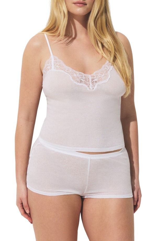 スキムズ レディース アンダーウェア ナイトウェア ショートパンツ レース SKIMS Lace Cami Shortset Snow