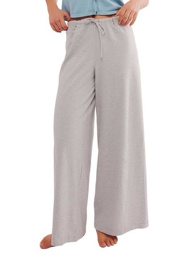 フリーピープル レディース ボトムス レギンス ワイドレッグ パンツ ニット Free People Out and About Stripe Knit Wide Leg Pants Grey グレー