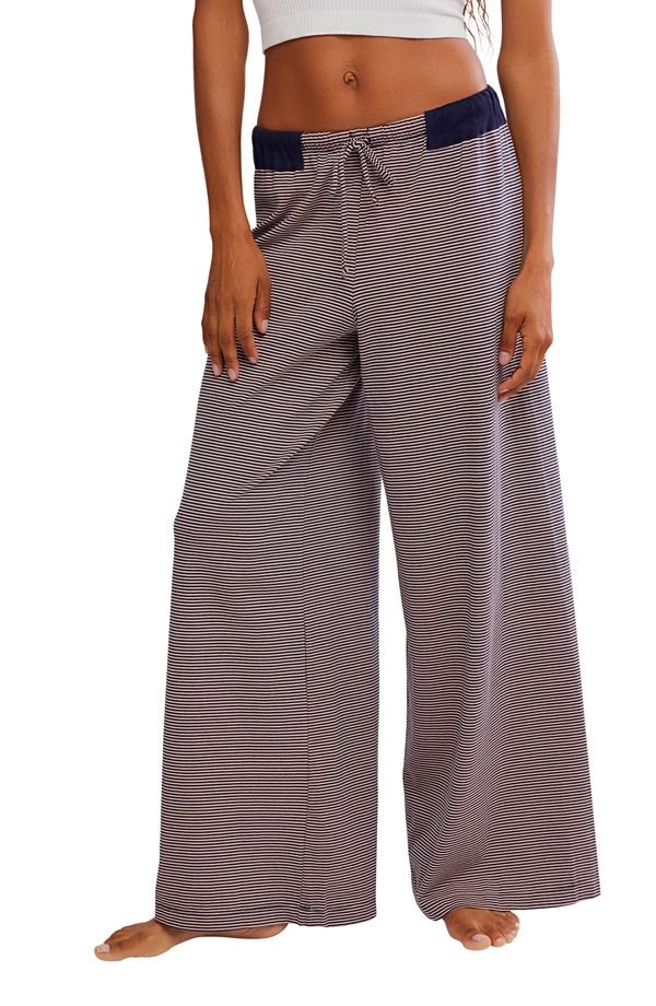 フリーピープル レディース ボトムス レギンス ワイドレッグ パンツ ニット Free People Out and About Stripe Knit Wide Leg Pants Peach Combo ピーチ