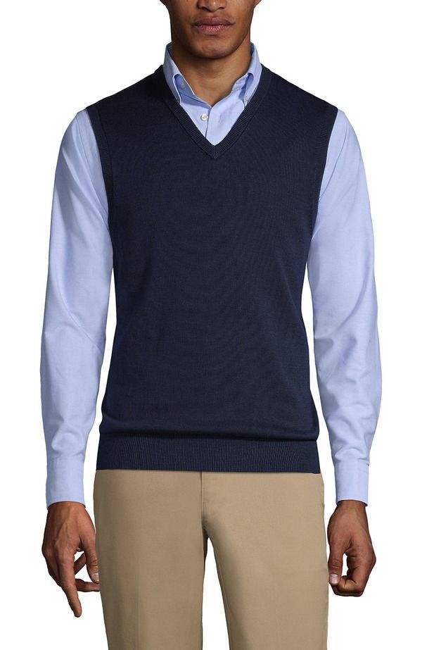 ランズエンド メンズ トップス Tシャツ ベスト セーター コットン Lands End School Uniform Cotton Modal Fine Gauge Sweater Vest Classic Navy ネイビー