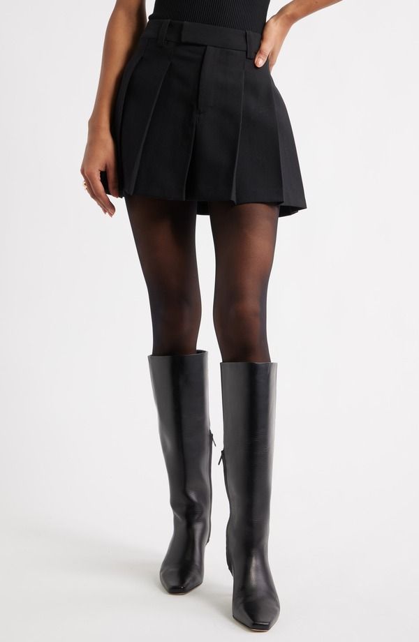 オープンエディット レディース ボトムスカート プリーツ ミニ Open Edithe Icon Pleated Miniskirt Black ブラック