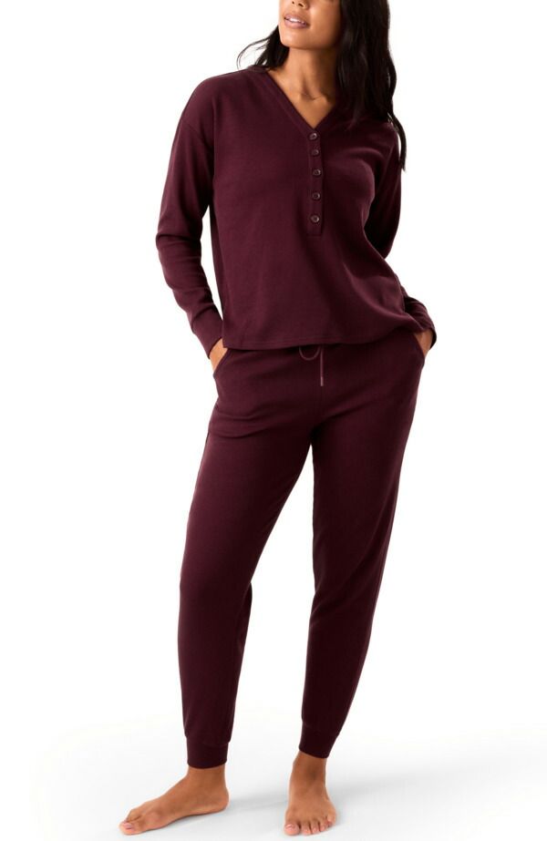 キンドリッド ブレイブリー レディース アンダーウェア ナイトウェア マタニティ Kindred Bravely Waffle Maternity Nursing Lounge Set Deep Burgundy バーガンディ