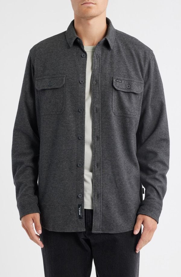 リップカール メンズ トップス シャツ フリース Rip Curl Grid Stretch Fleece ButtonUp Shirt Black Marle ブラック